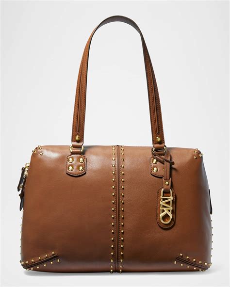 michael kors women's astor large studded leather tote bag|Michael Kors leather tote bag.